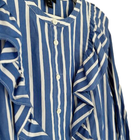 J. Crew Wide Stripe Ruffle Blouse - Picture 2 of 5
